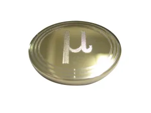 Gold Toned Etched Oval Greek Letter Mu Pendant Magnet