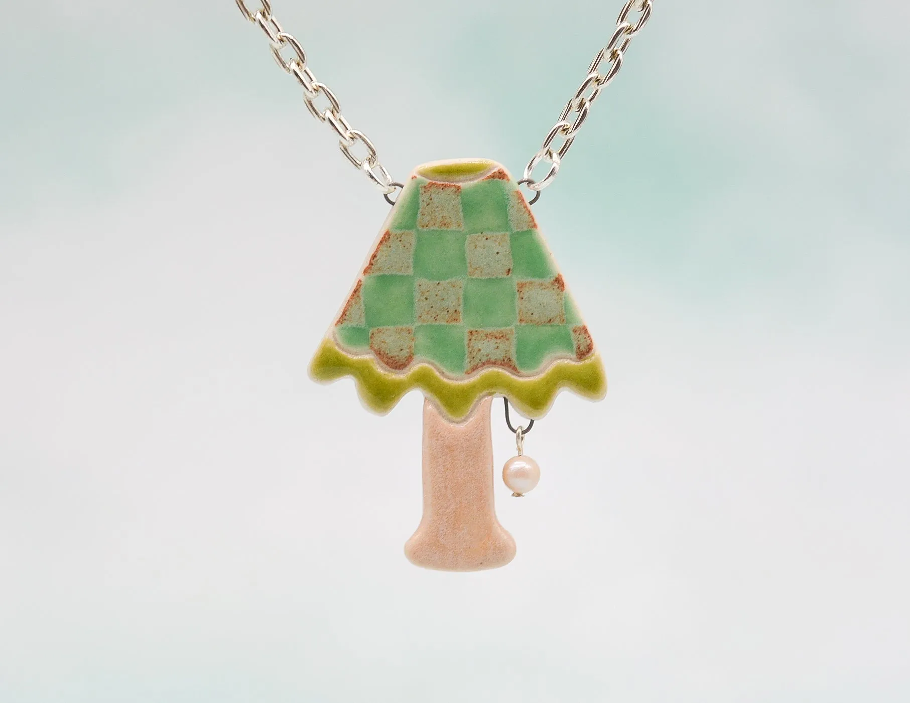 Green Checker Lamp Necklace