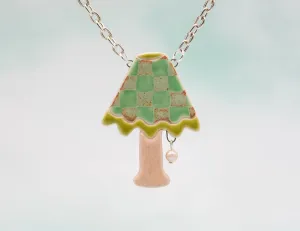 Green Checker Lamp Necklace