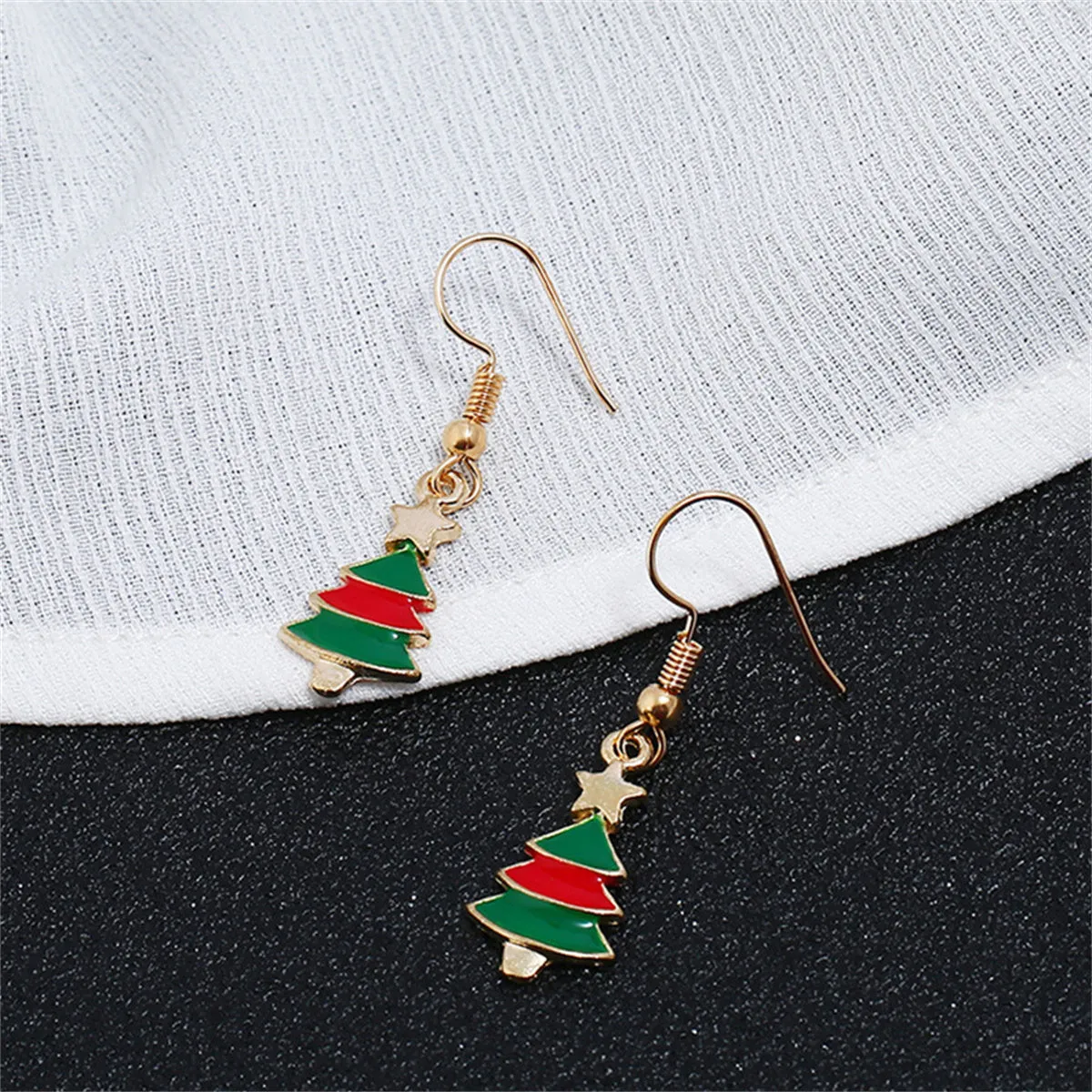 Green Enamel & 18K Gold-Plated Christmas Tree Pendant Necklace Set