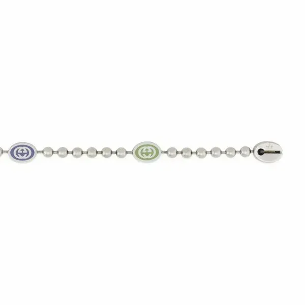 Gucci Sterling Silver Boule Bracelet With Multi Colored Enamel