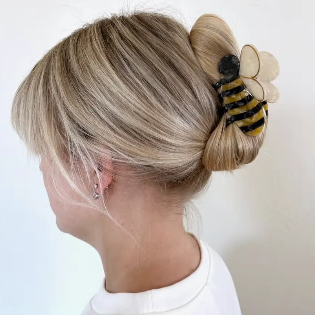 Hand Painted Bee Claw Hair Clip