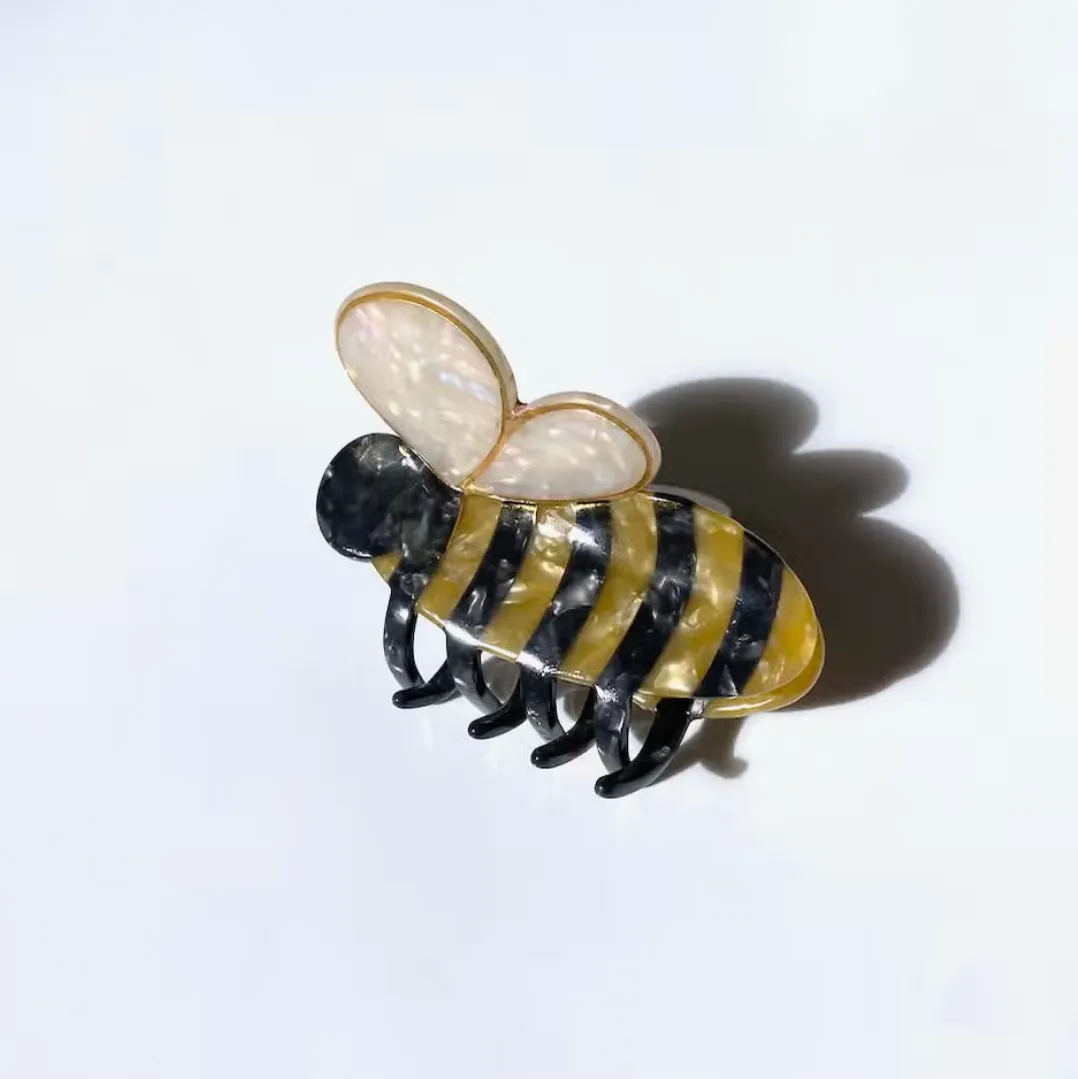 Hand Painted Bee Claw Hair Clip