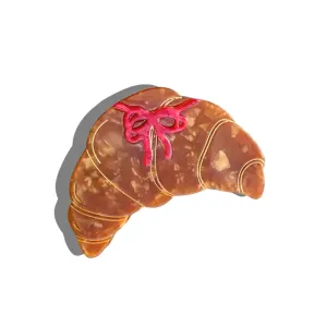 Hand Painted Bow Croissant Claw Hair Clip