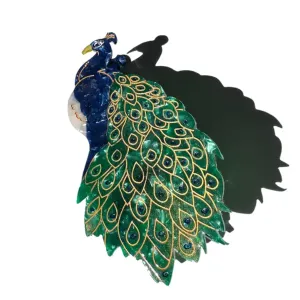 Hand Painted Peacock Claw Hair Clip