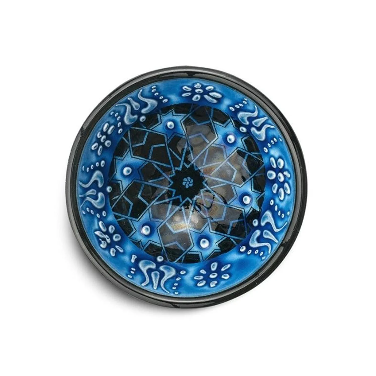 Handmade Ceramic Bowl Multicolour Navy 8cm