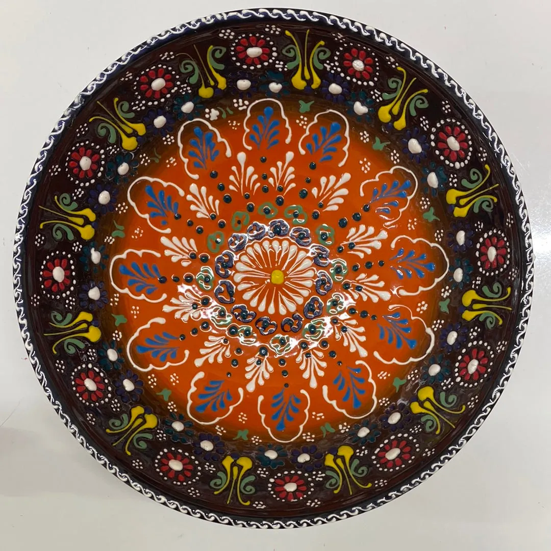 Handmade Ceramic Bowl Tulip Orange to Black 21cm