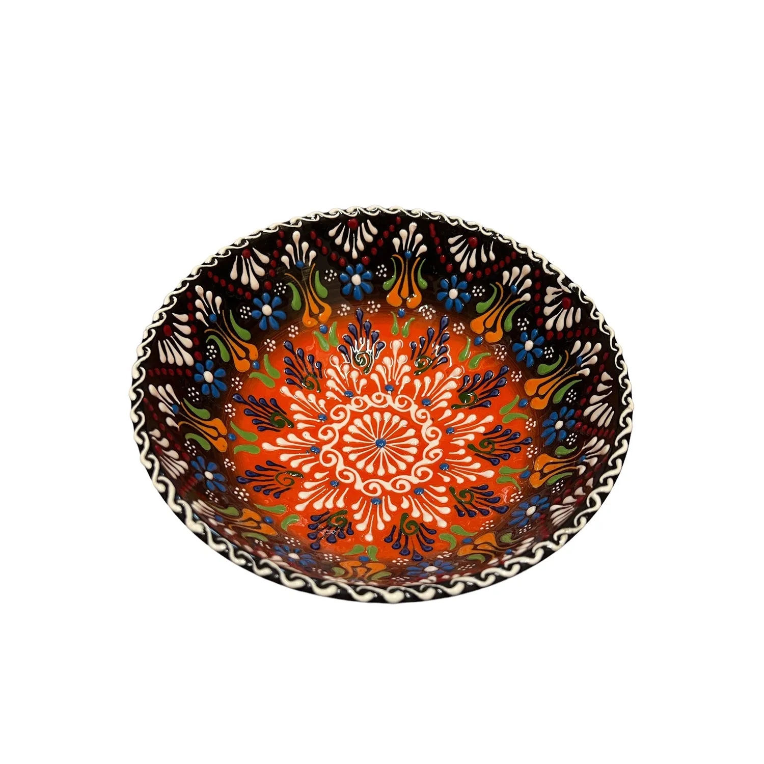 Handmade Ceramic Bowl Tulip Orange to Black 21cm