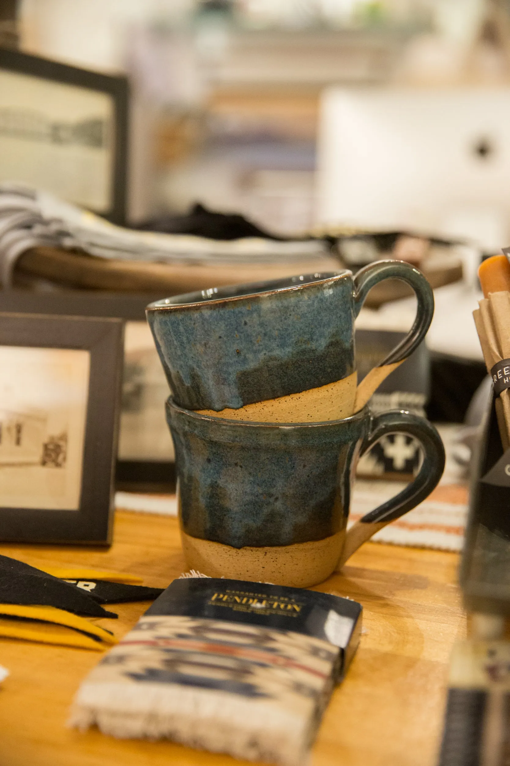 Handmade Ceramic Dark Blue Coffee Mug