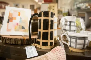Handmade Ceramic Gridded Black Pitcher