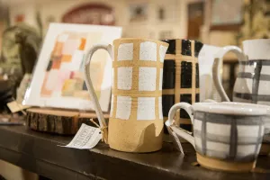 Handmade Ceramic Gridded White Pitcher