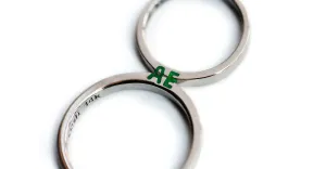 Handmade ring set with green initials