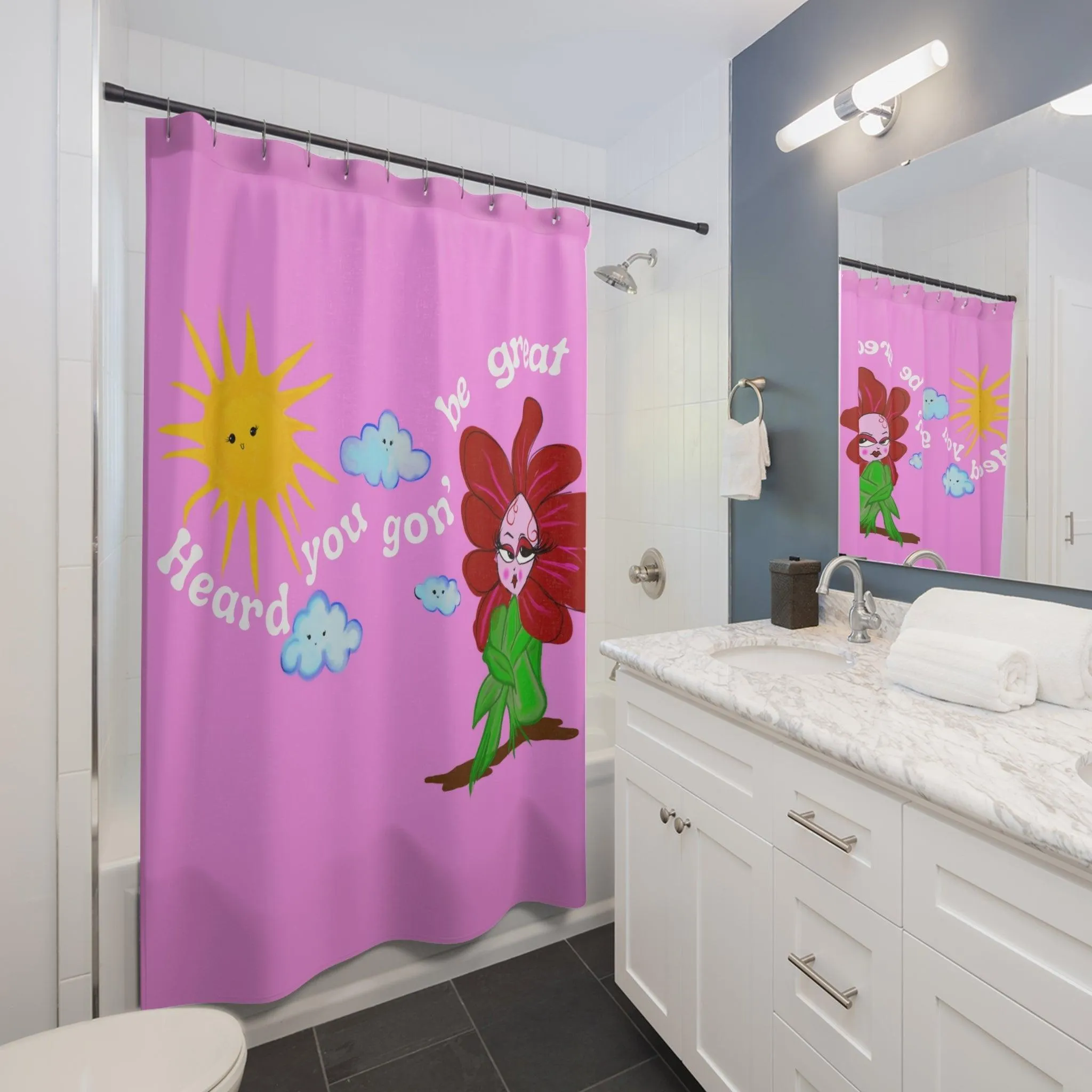 Heard You Gon Be Great Sweet Pea Shower Curtains
