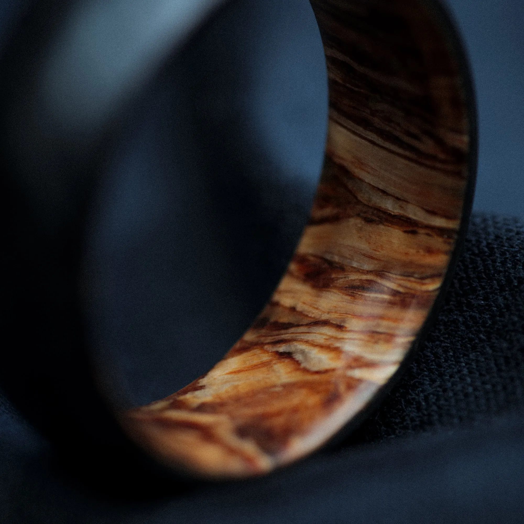 Hemp Fiber Wood and Forged Carbon Fiber Mens Wedding Band