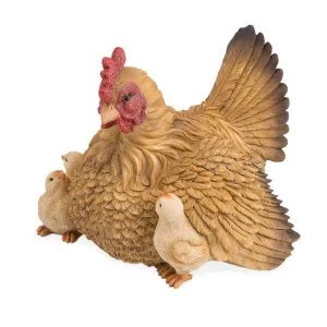 Hen with Chicks Garden Sculpture, 10.5"x9.5"x8.25"inches