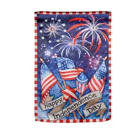 Independence Day Fireworks Garden Flag