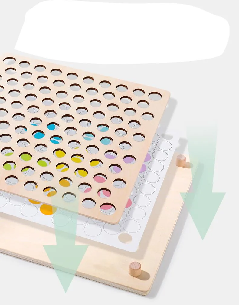 Interactive Color Sorting and Counting Wooden Beads Puzzle Board Game