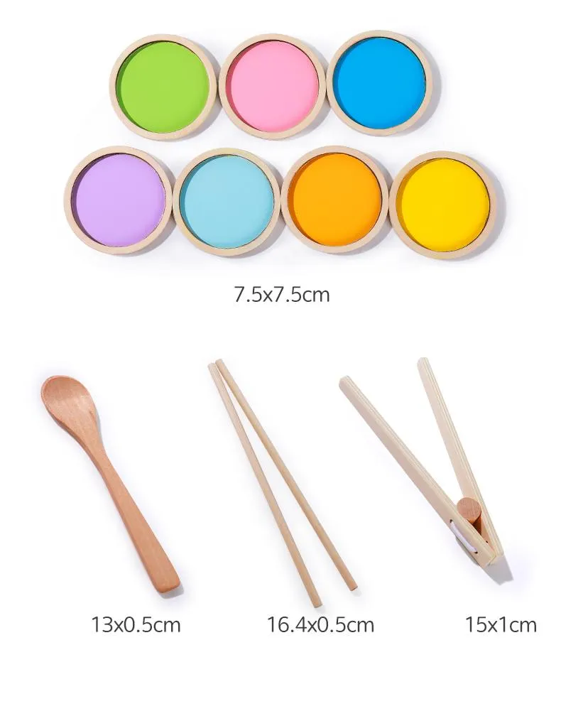 Interactive Color Sorting and Counting Wooden Beads Puzzle Board Game