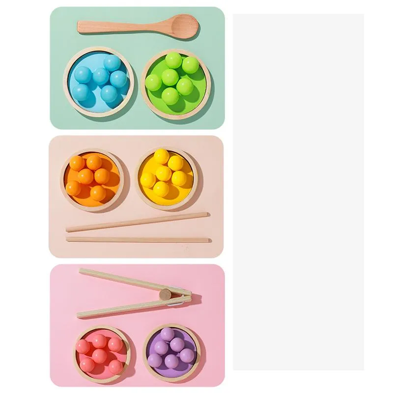 Interactive Color Sorting and Counting Wooden Beads Puzzle Board Game