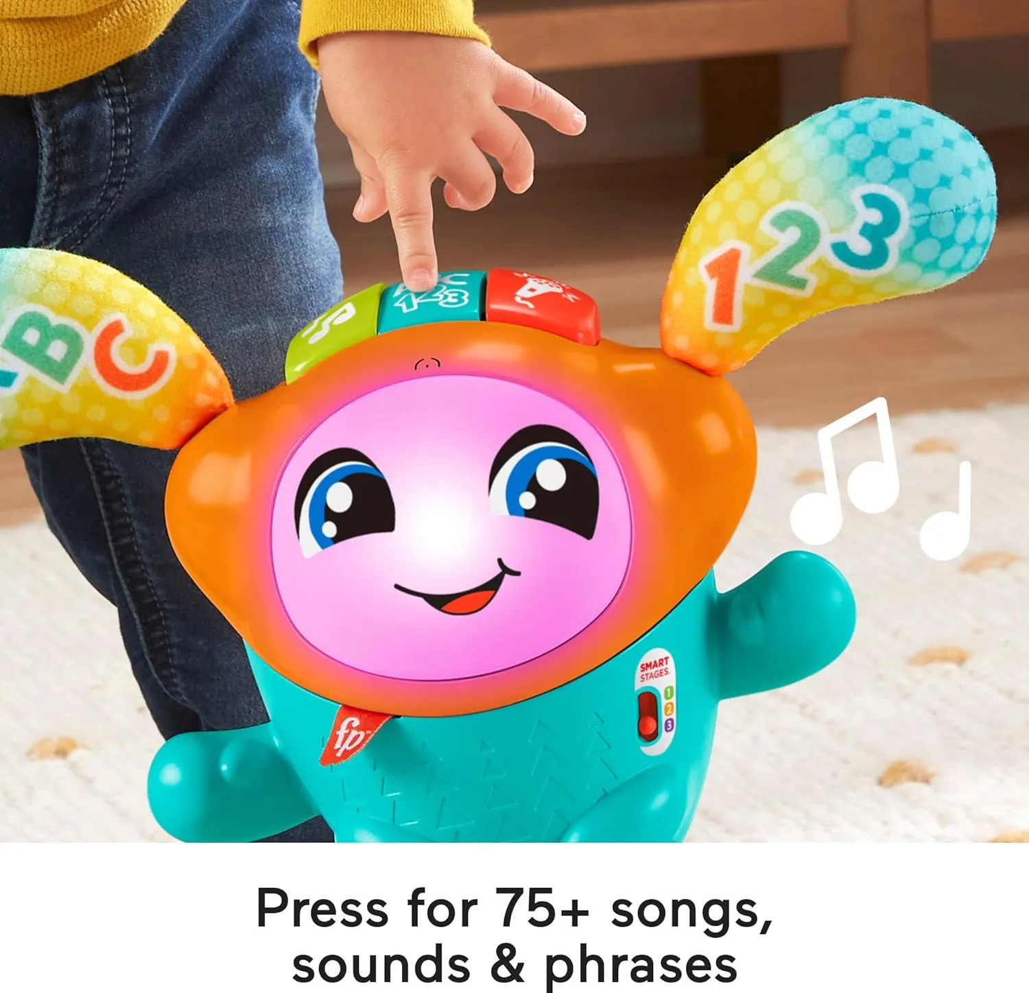 Item shows light use! Fisher-Price Baby & Toddler Learning Toy Dj Bouncin’ Beats with Music Lights & Bouncing Action for Ages 6  Months, Retails $63