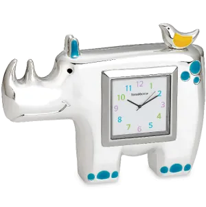 Jungle Parade Silverplate Rhino Clock