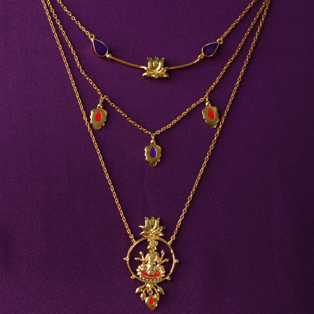 Krishna 3 Layer Silver Necklace By Moha