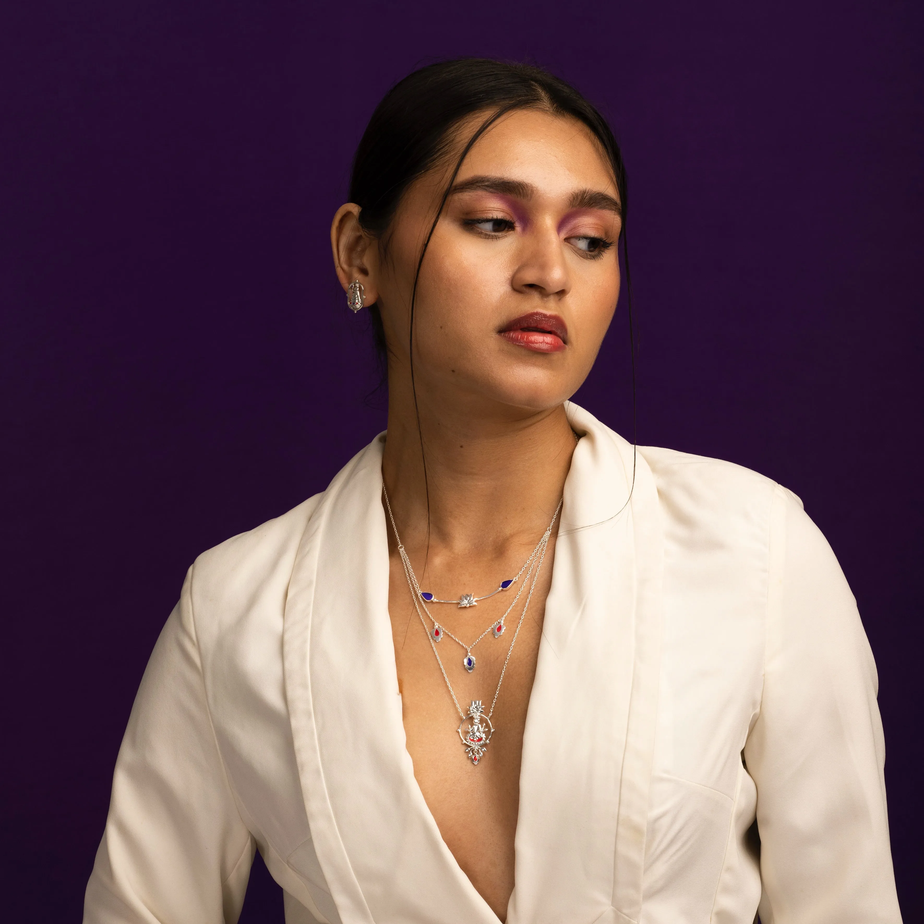 Krishna 3 Layer Silver Necklace By Moha