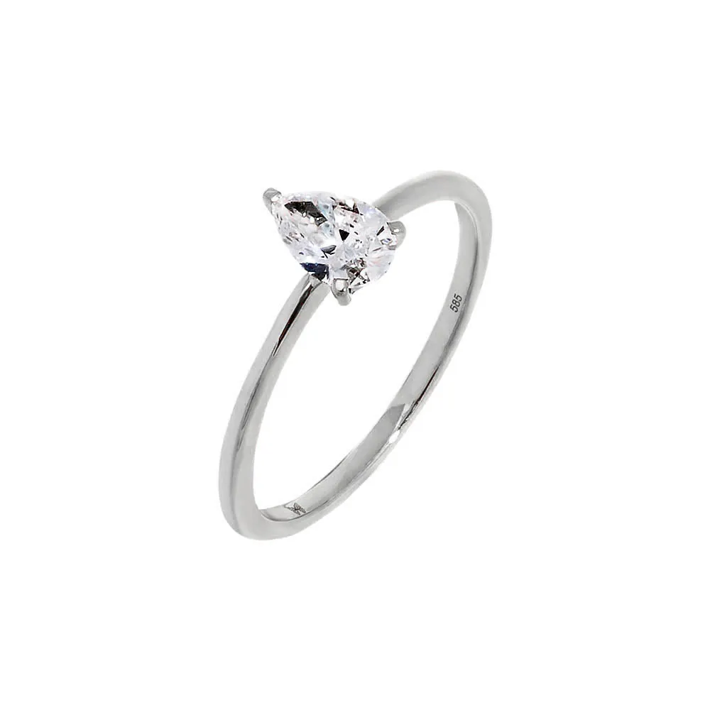 Lab Grown Diamond Pear Engagement Ring 14K