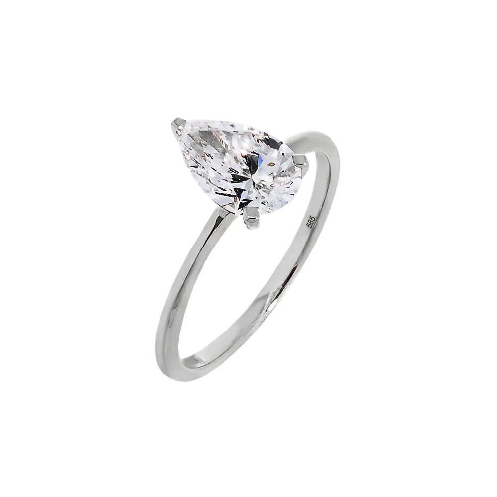 Lab Grown Diamond Pear Engagement Ring 14K