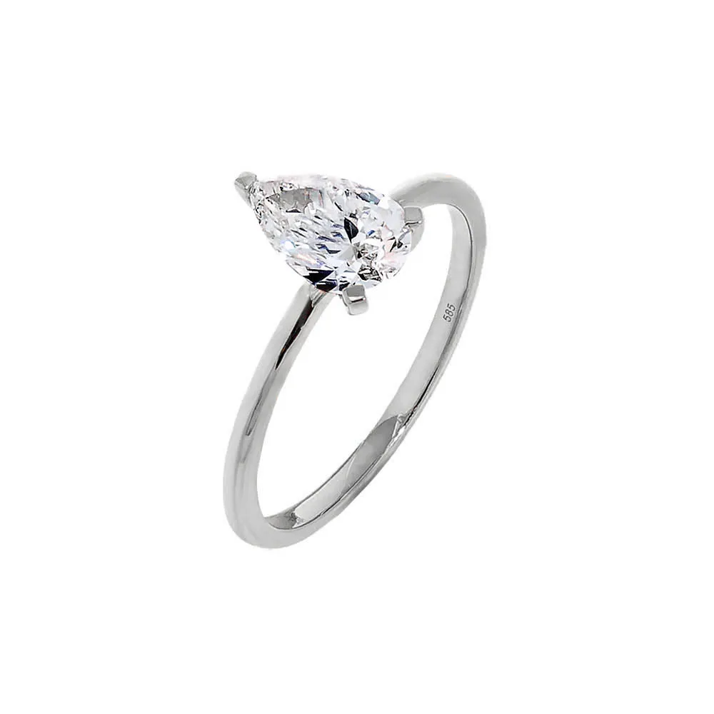 Lab Grown Diamond Pear Engagement Ring 14K
