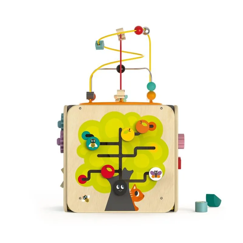 Large Deluxe Montessori Eco Wood Busy Board | Multi-Activity Cube | Activity Centres, Playsets & Tables | 1-3 years