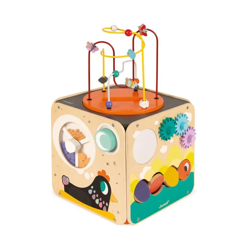 Large Deluxe Montessori Eco Wood Busy Board | Multi-Activity Cube | Activity Centres, Playsets & Tables | 1-3 years