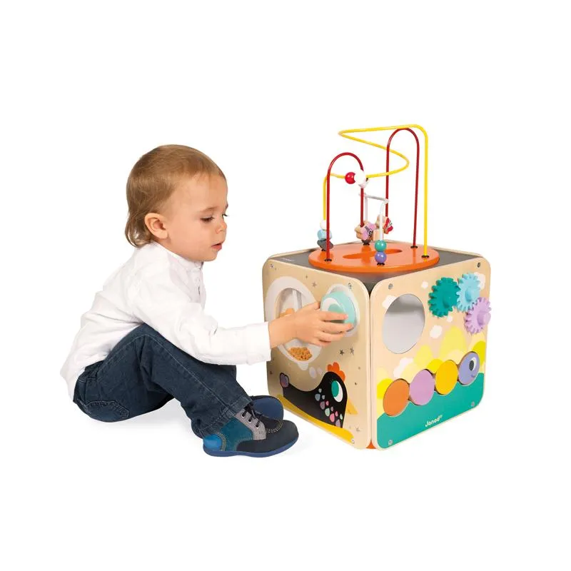 Large Deluxe Montessori Eco Wood Busy Board | Multi-Activity Cube | Activity Centres, Playsets & Tables | 1-3 years
