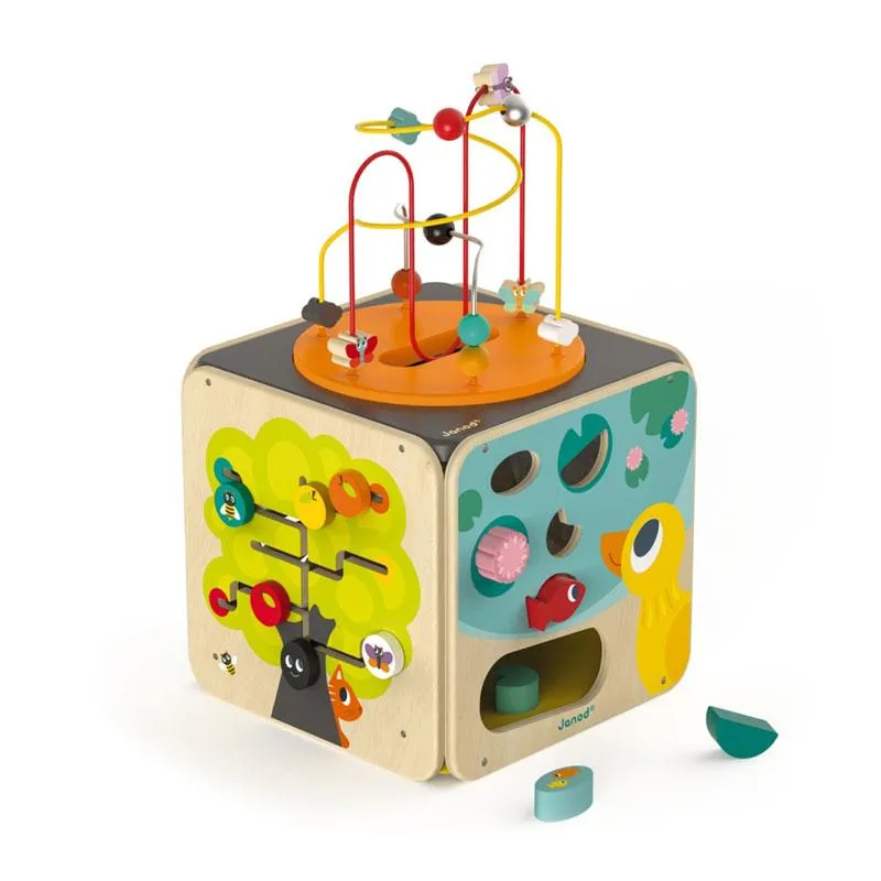 Large Deluxe Montessori Eco Wood Busy Board | Multi-Activity Cube | Activity Centres, Playsets & Tables | 1-3 years