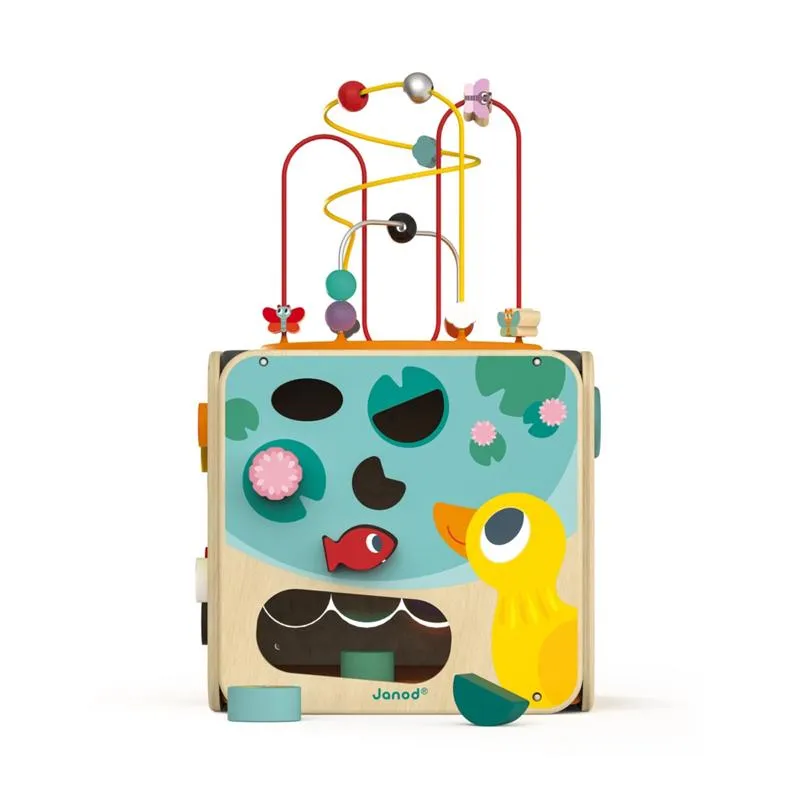 Large Deluxe Montessori Eco Wood Busy Board | Multi-Activity Cube | Activity Centres, Playsets & Tables | 1-3 years