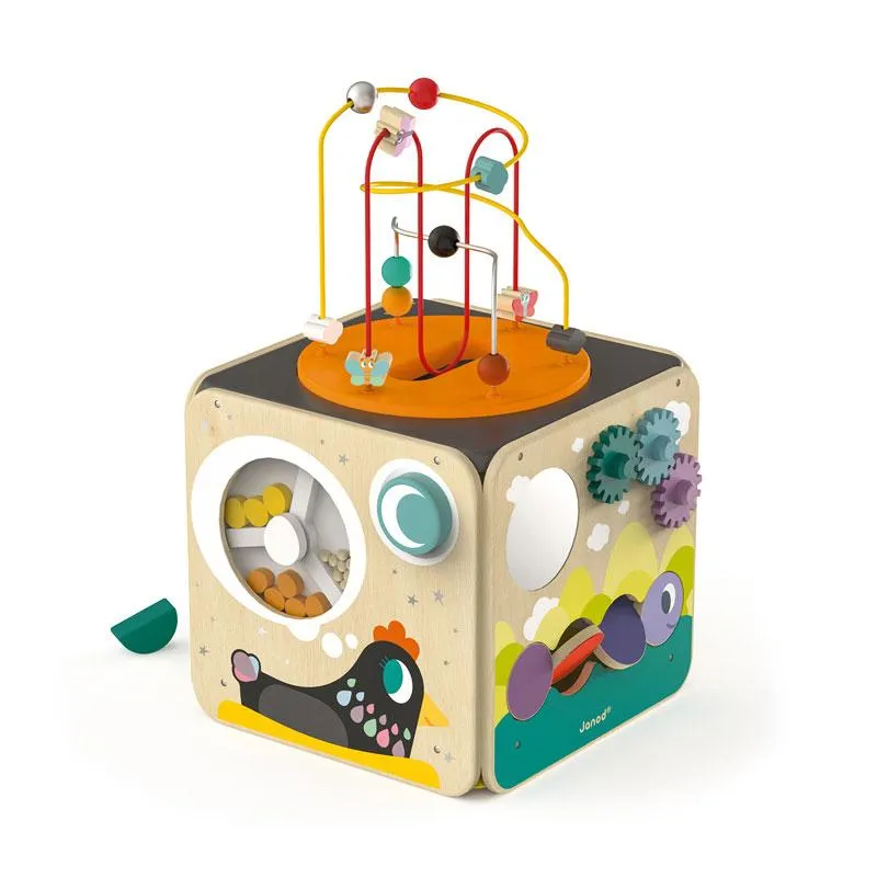 Large Deluxe Montessori Eco Wood Busy Board | Multi-Activity Cube | Activity Centres, Playsets & Tables | 1-3 years