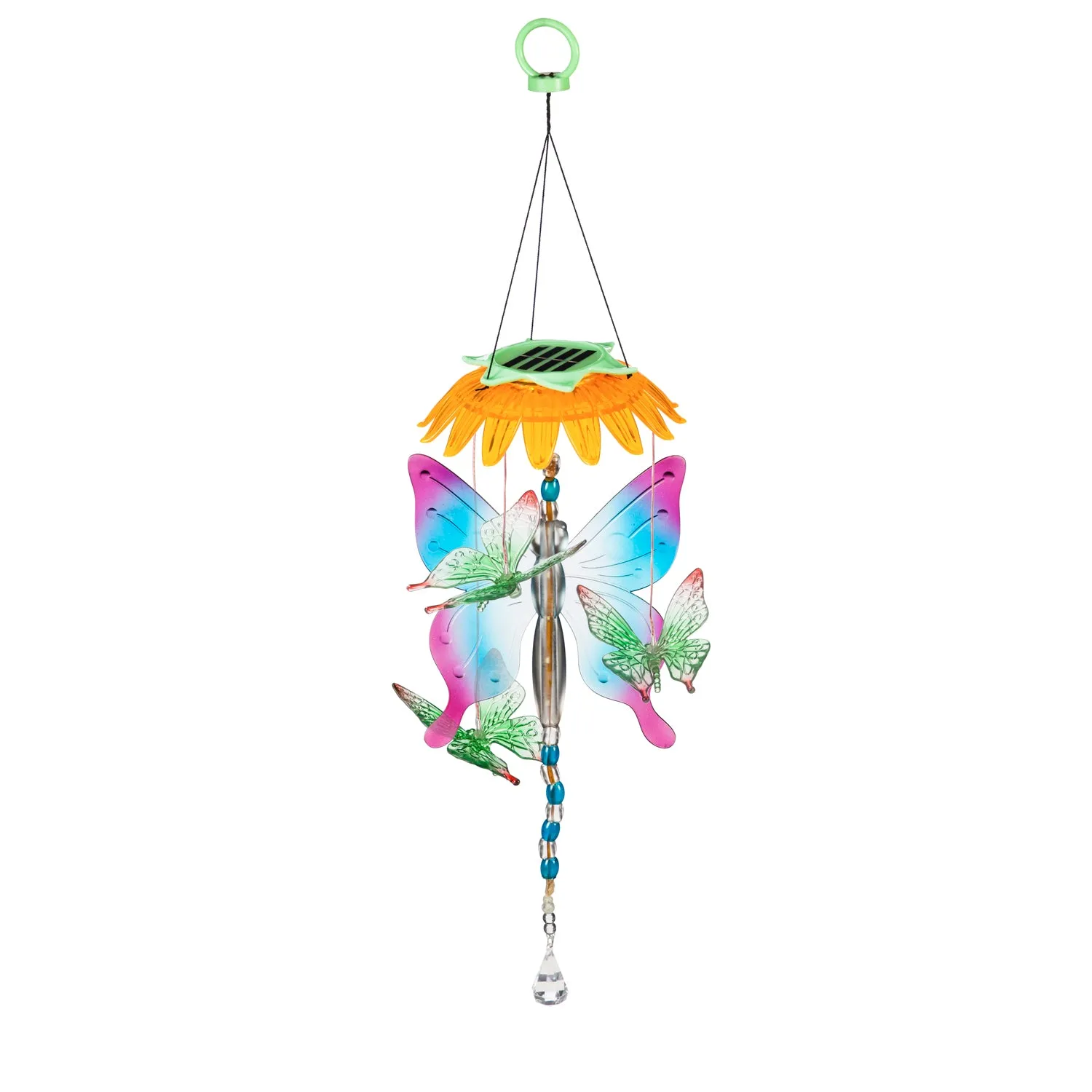 Light Chasing Color Changing Solar Mobile, Butterfly,7.5"x7"x26"inches