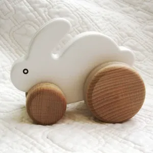 Little White Bunny Wooden Push Toy by BAJO, Ages 18 mo. 