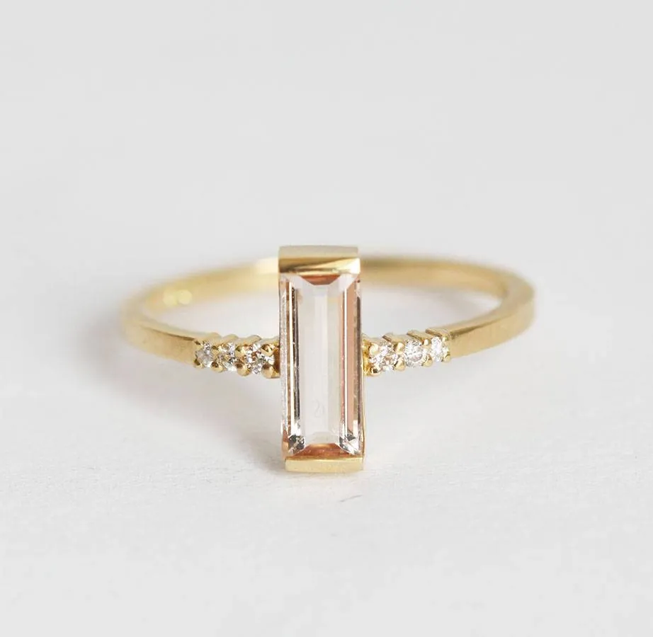 Loretta Baguette Morganite Ring