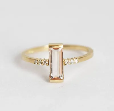 Loretta Baguette Morganite Ring
