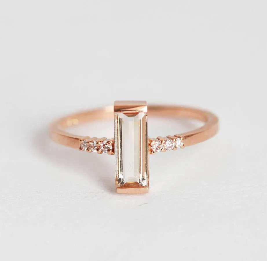 Loretta Baguette Morganite Ring