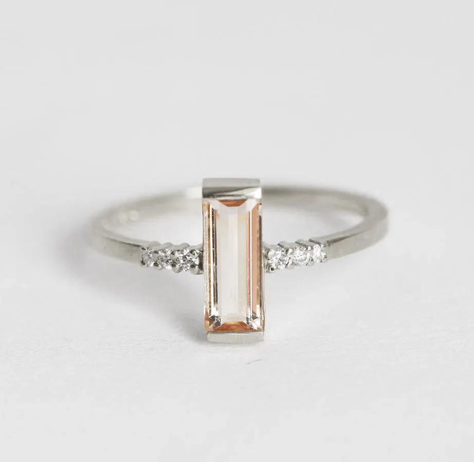 Loretta Baguette Morganite Ring