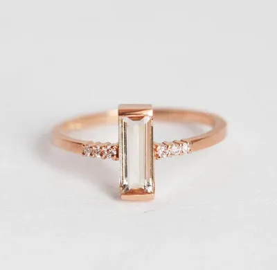 Loretta Baguette Morganite Ring