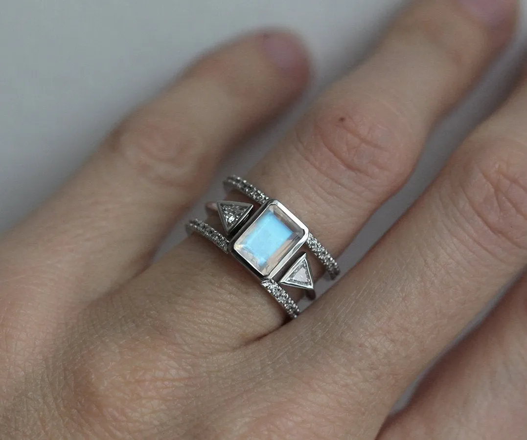 Majesty Moonstone Wedding Set