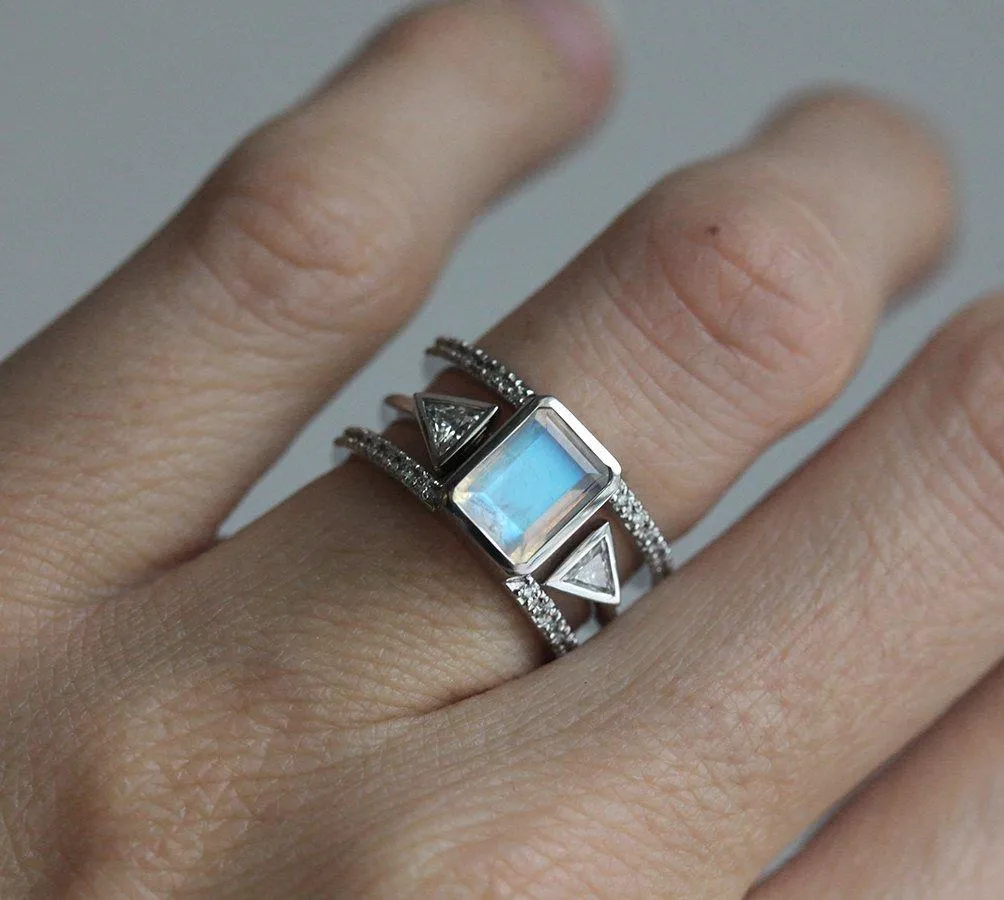 Majesty Moonstone Wedding Set