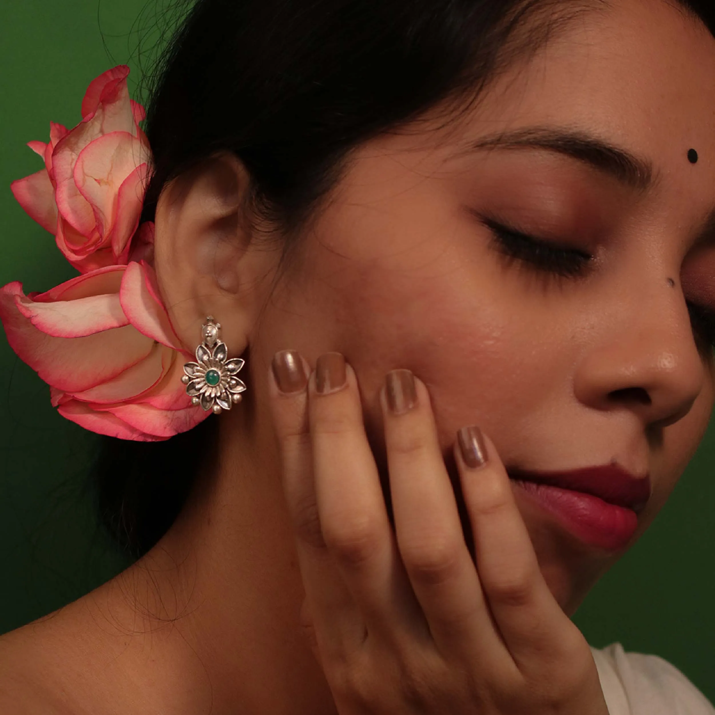 Mallika Kurma Silver Earrings by MOHA