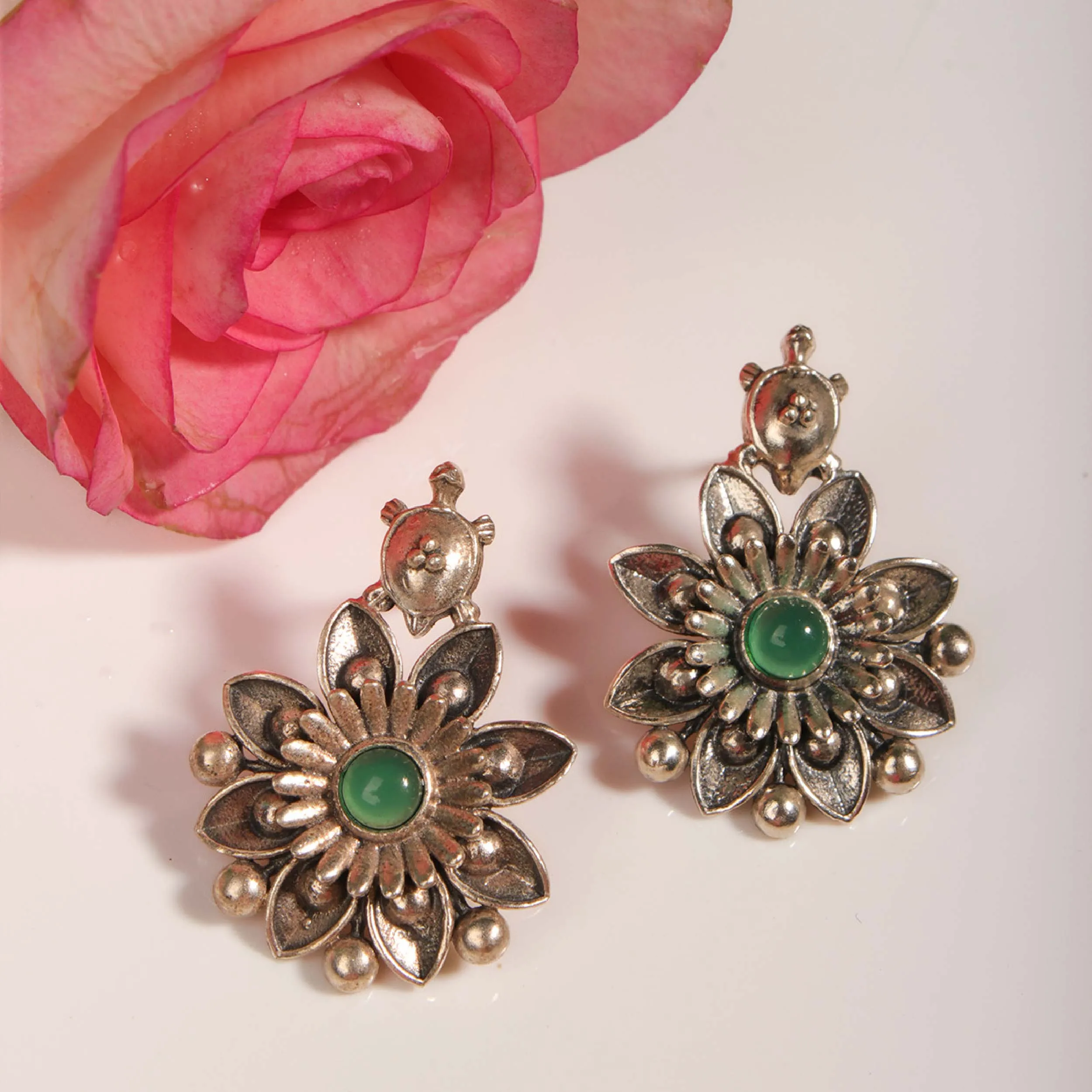 Mallika Kurma Silver Earrings by MOHA