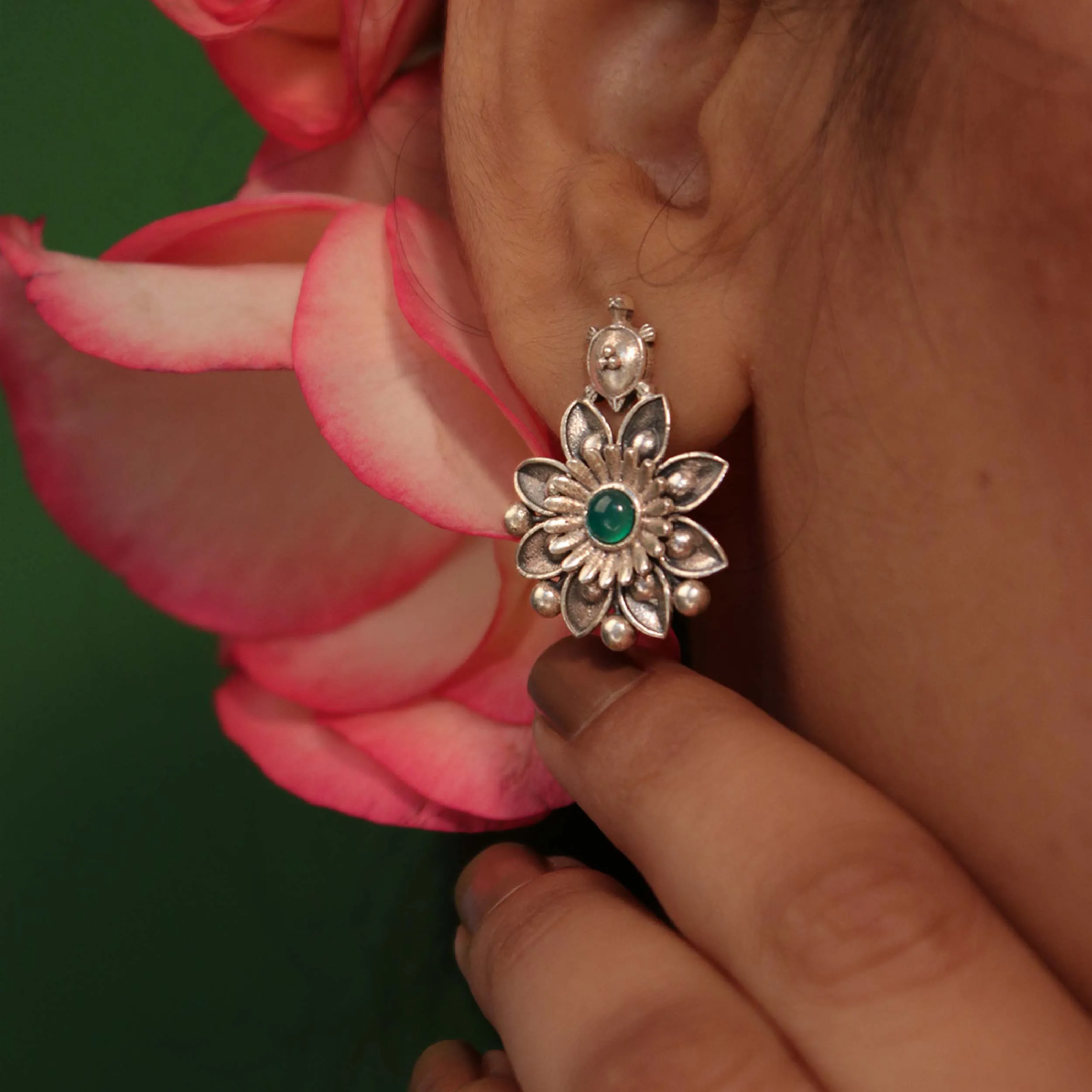 Mallika Kurma Silver Earrings by MOHA