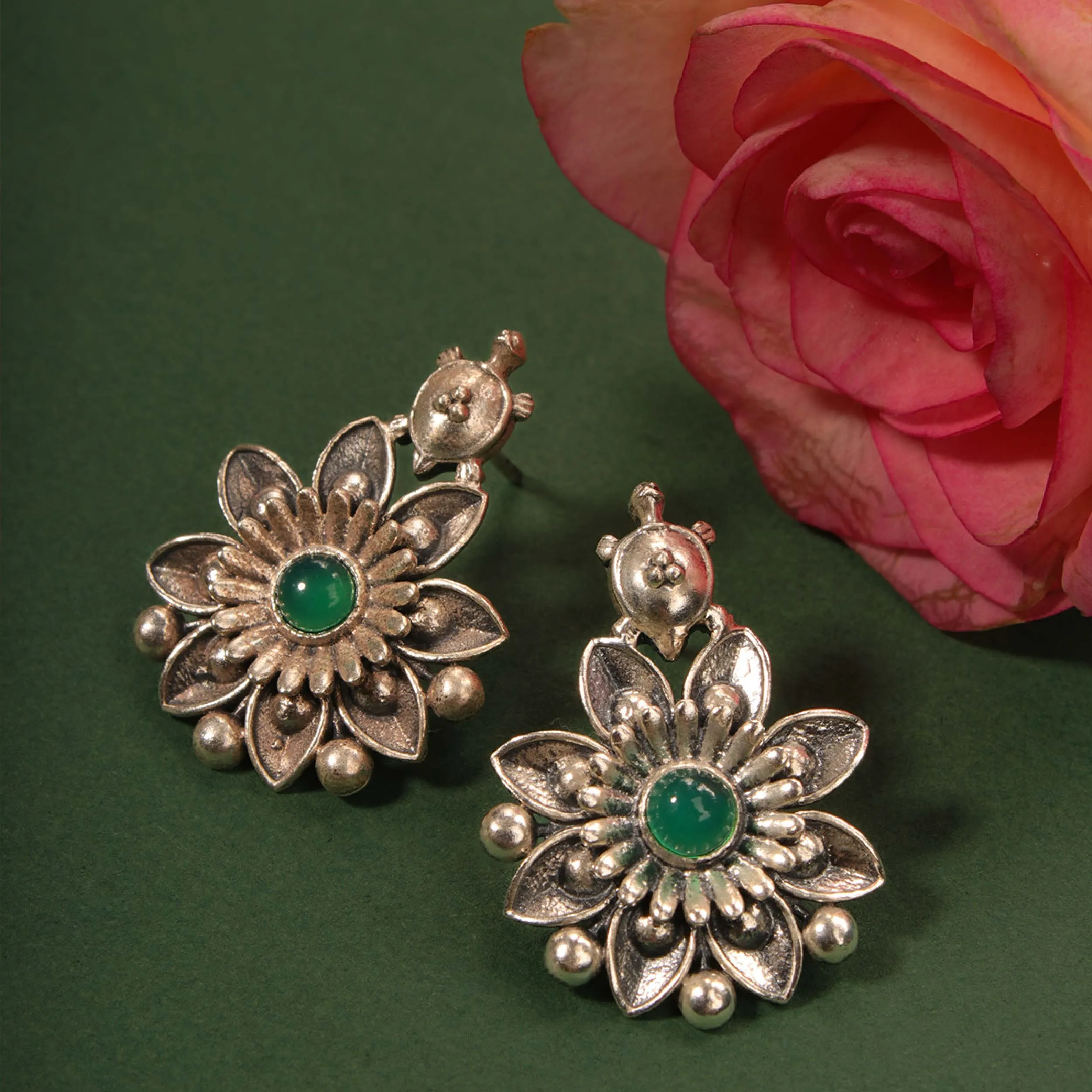 Mallika Kurma Silver Earrings by MOHA