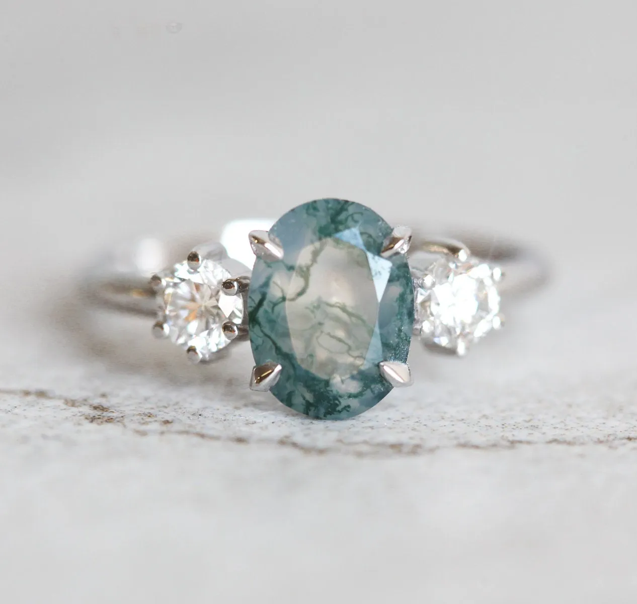 Marla Moss Agate Ring With Diamonds
